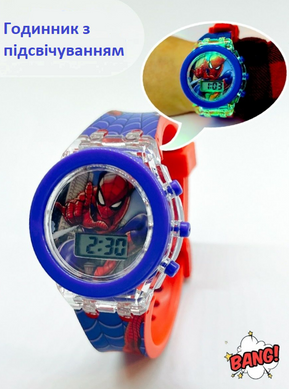 Детские наручные часы Человек Паук, часы с подсветкой для мальчика Spider Man (Спайдермен) SP875-02