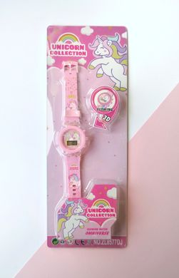 Детские наручные часы для девочки с подсветкой Unicorn Collection (единорог) розовые UNI256-01