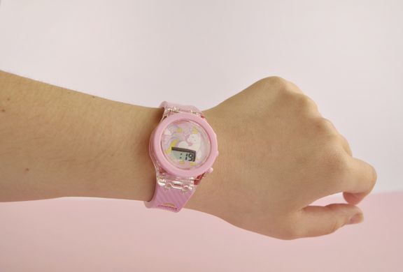 Детские наручные часы для девочки с подсветкой Unicorn Collection (единорог) розовые UNI256-01