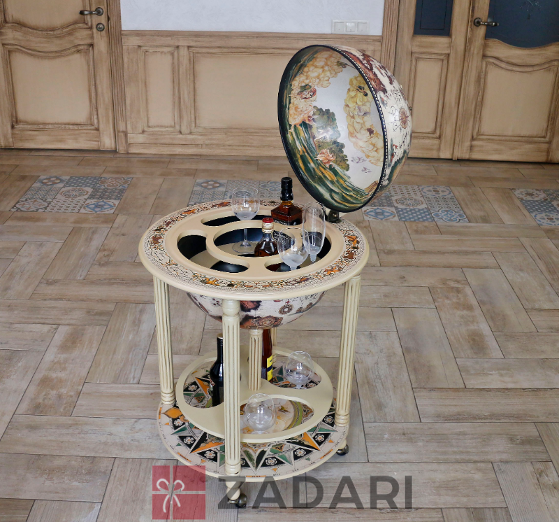 Глобус бар напольный Карта мира слоновая кость сфера 45 см Grand Present 45003WW17
