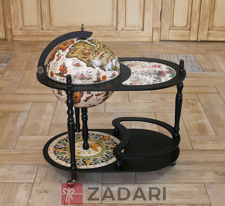Глобус бар со столиком Карта мира черный сфера 42 см Grand Present 42004W-B