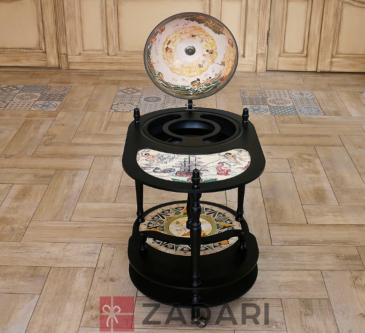 Глобус бар со столиком Карта мира черный сфера 42 см Grand Present 42004W-B
