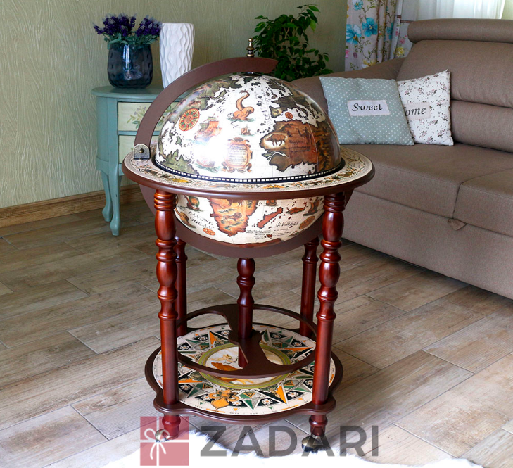 Глобус бар напольный Карта мира беж-кофе сфера 40 см Grand Present 40003WN13