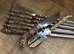 Набор шампуров BergKoch "Лесные звери" с вилкой и ножом в колчане 6 шт