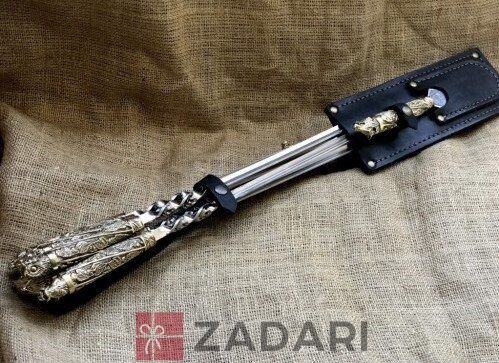 Набір шампурів BergKoch "Лісові звірі" з вилкою і ножем в сагайдаку 6 шт