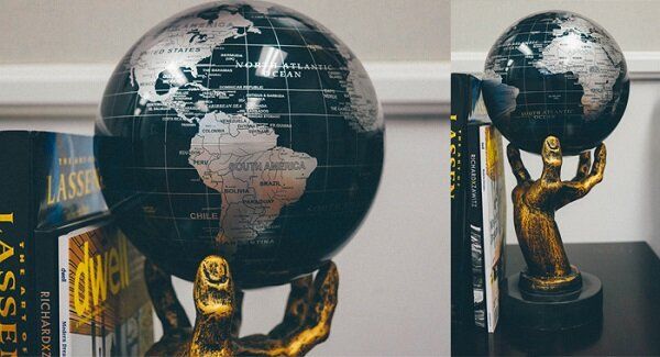 Гиро-глобус Solar Globe Mova "Политическая карта" 11,4 см серебристо-черный (MG-45-SBE)