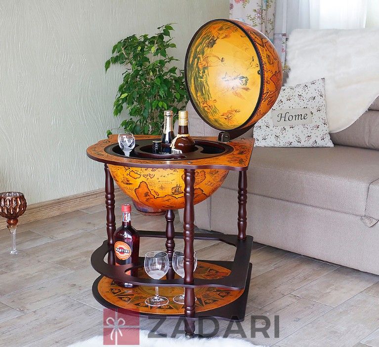 Глобус бар кутовий Стародавня карта коричневий сфера 42 см  Grand Present 42014R