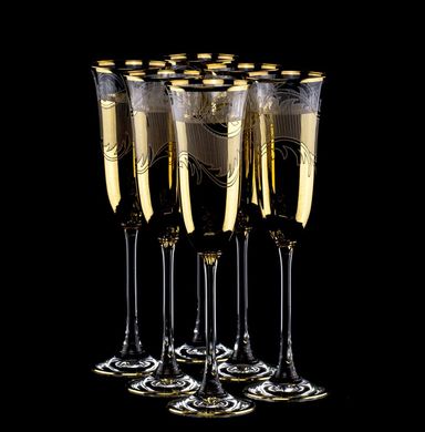 Набор для шампанского с позолотой (6 бокалов)
