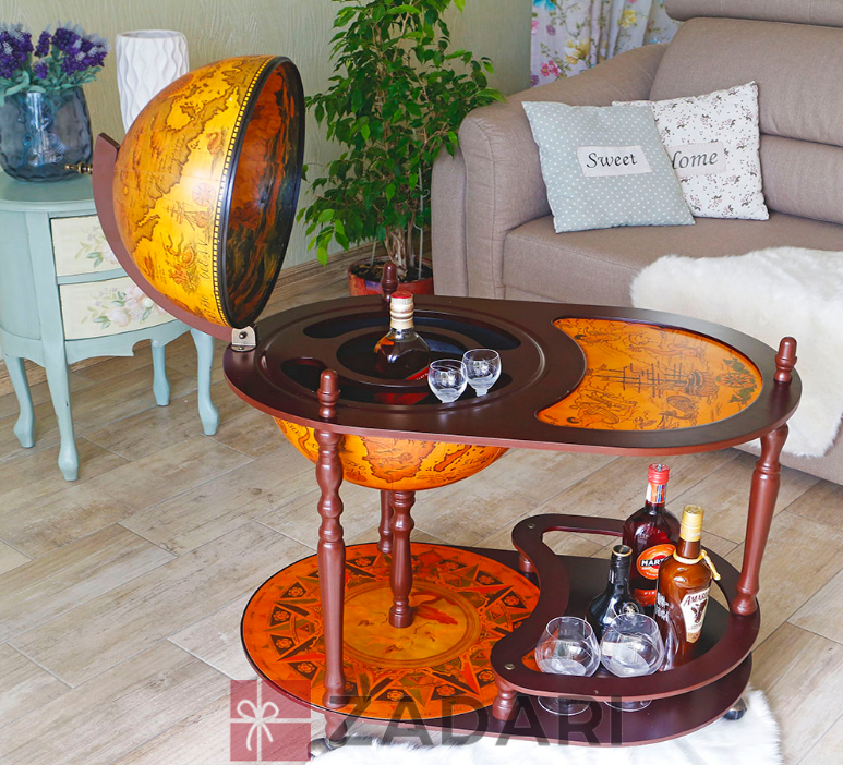 Глобус бар со столиком Старинные карты коричневый сфера 42 см Grand Present 42004R