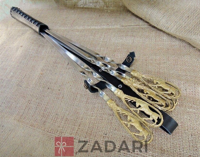 Набір шампурів BergKoch "Лось" в чорному сагайдаку 6 шт 470013