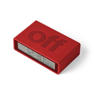 Будильник FLIP+ OFF/ON, резиновый/10,4*3*6,5 cm/красный