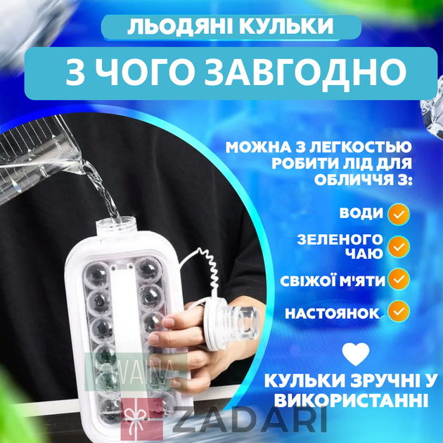 Портативная силиконовая форма для льда в виде бутылки 2 в 1 на 17 шариков LOP01-VBH02