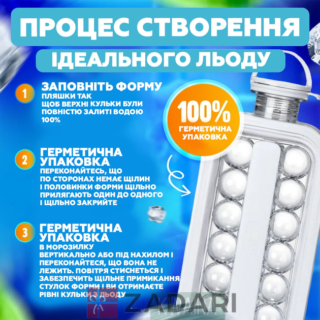 Портативная силиконовая форма для льда в виде бутылки 2 в 1 на 17 шариков LOP01-VBH02