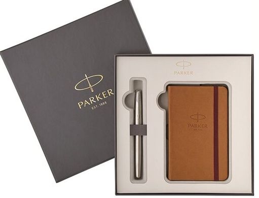 Набор Parker Sonnet 17 Stainless Steel CT FP M: перьевая ручка и записная книжка 84 212b18