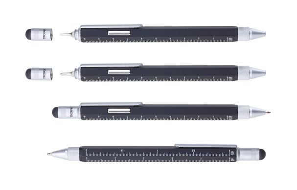 Ручка шариковая-стилус "Construction" с линейкой, уровнем и отверткой, чёрная