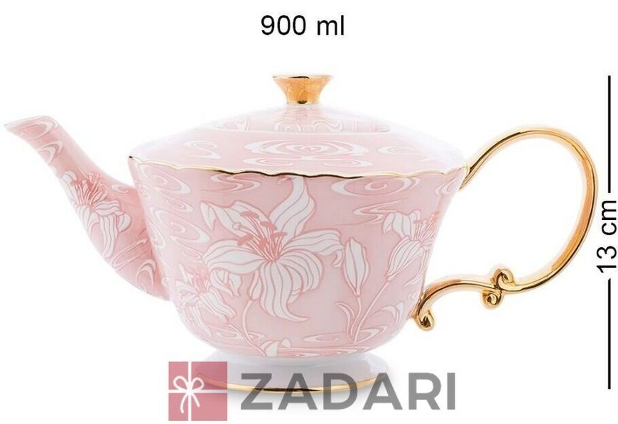 Чайный сервиз "Фиоре Дорато" розовый AS-41