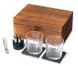 Набір для віскі в дерев'яній скриньці (2 склянки, 2 підставки, кулі для охолодження 6 шт та щипці) 980042