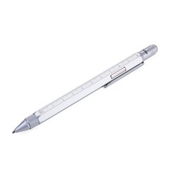 Ручка шариковая-стилус "Construction" с линейкой, уровнем и отверткой, серебро