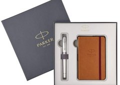 Набор Parker Urban 17 Premium Pearl Metal CT FP M: перьевая ручка и записная книжка 32 112b18