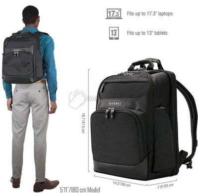 Городской рюкзак Everki Onyx Premium для ноутбука 17.3" (EKP132S17)
