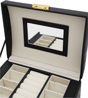 Шкатулка для хранения украшений, органайзер для драгоценностей, футляр для ювелирных изделий, сундук для бижутерии 17.5x13.5x12cm черная PX.2078Black