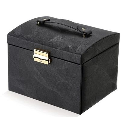 Скринька для зберігання прикрас, органайзер для коштовностей, футляр для ювелірних виробів, скриня для біжутерії 17.5x13.5x12cm чорна PX.2078Black