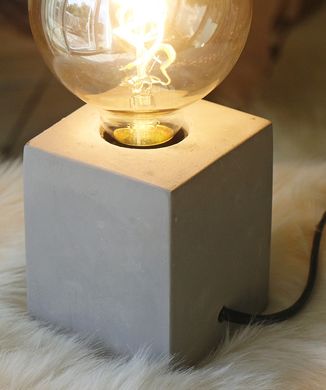 Настільна лампа нічник "Тесла" сірий бетон h10см (комплект світильник та лампа) 1009768