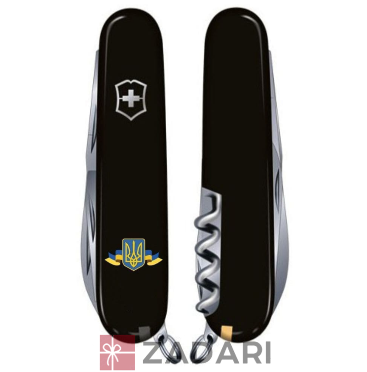 Складний ніж Victorinox CLIMBER UKRAINE Герб України зі стрічкою 1.3703.3_T1010u