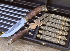 Набор шампуров "Лесные звери" с ножом и вилкой в кейсе (кожзам)