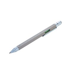 Ручка шариковая Construction со стилусом, линейкой, отверткой и уровнем, серый