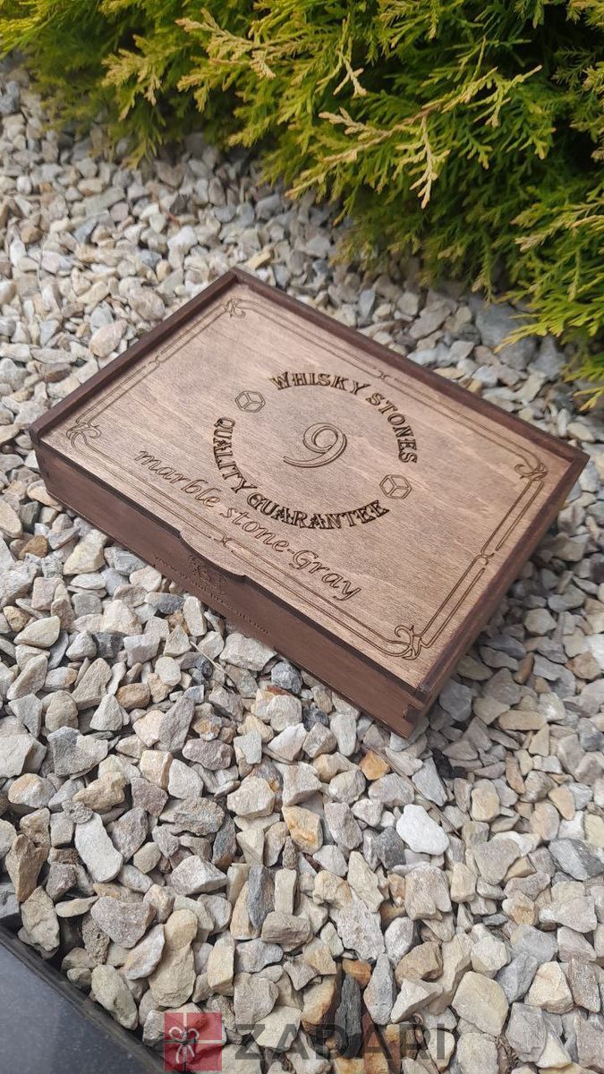 Набор камней 20*20 мм 9 шт для охлаждения виски в подарочной коробке MarbleStone-Gray-9