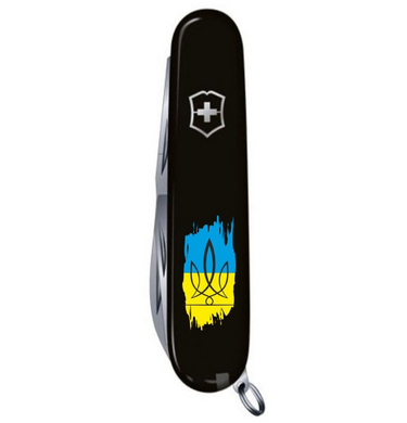 Складной нож Victorinox HUNTSMAN UKRAINE Тризуб фигурный на фоне флага 1.3713.3_T1026u