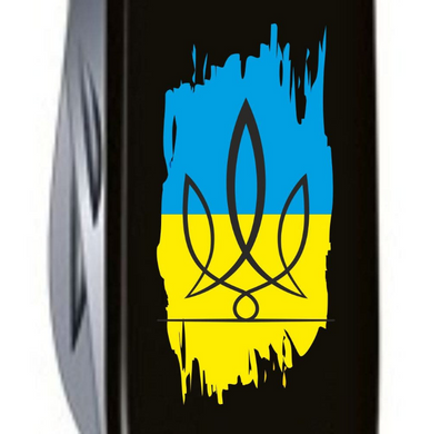 Складной нож Victorinox HUNTSMAN UKRAINE Тризуб фигурный на фоне флага 1.3713.3_T1026u