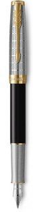 Ручка перьевая Parker SONNET 17 Metal & Black Lacquer GT FP F 68 111