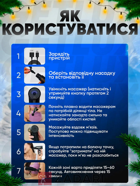 Електричний масажер пістолет для тіла, спини, ніг і шиї, масажний апарат для м'язів FGH01-NJU02