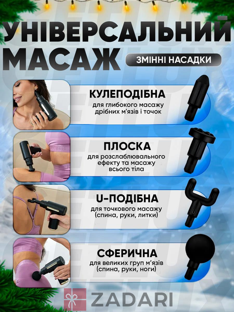 Електричний масажер пістолет для тіла, спини, ніг і шиї, масажний апарат для м'язів FGH01-NJU02