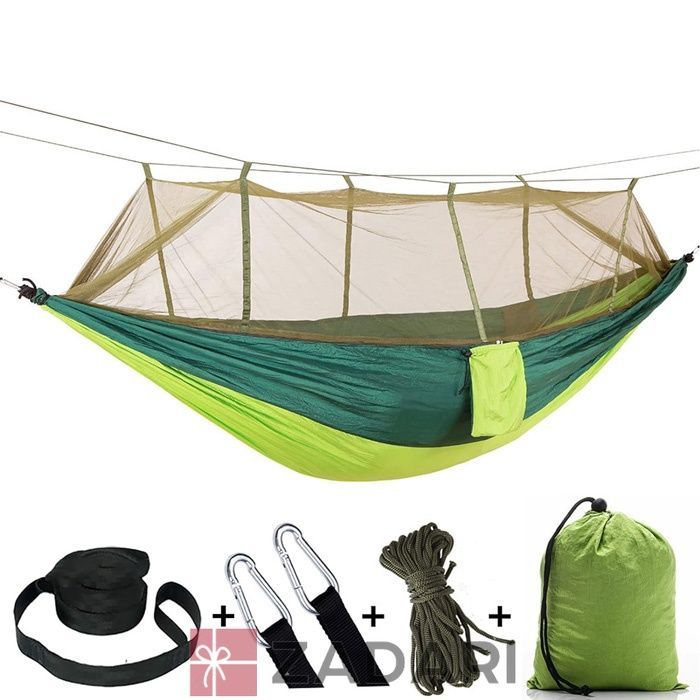 Гамак UKC Hammock Net туристический с москитной сеткой до 200 кг Зеленый RYT09-AER01
