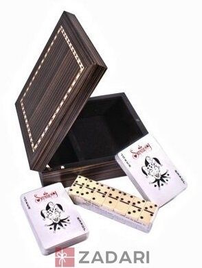 Карты игральные и домино в деревянной шкатулке Duke DB22