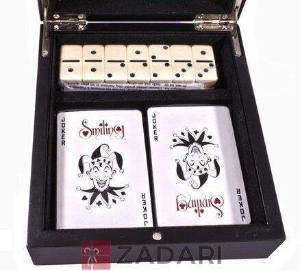 Карты игральные и домино в деревянной шкатулке Duke DB22