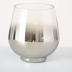 Подсвечник Грация серебряное лакированное стекло h15 d13см 1511900