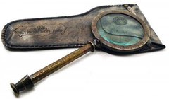 Лупа бронзовая в кожаном чехле Brass Magnifier in Leather Case DN28240B
