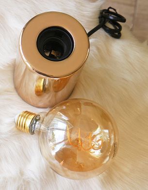 Комплект светильник и лампа ночник "Тесла" металл золото 12*8 см 2006259