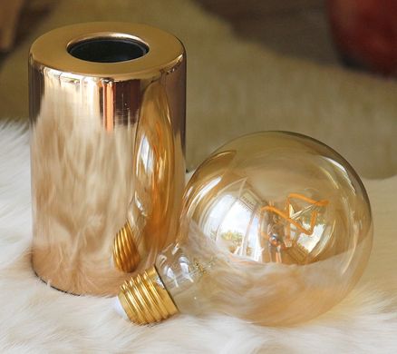Комплект світильник та лампа нічник "Тесла" метал золото 12*8 см 2006259