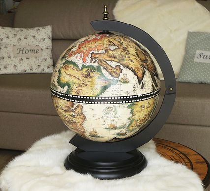 Глобус бар настольный Карта мира белый-черный сфера 33 см 33002W-B