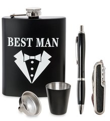 GT-23 Подарочный набор фляжка со стопкой, ручкой и ножом "Best Man"