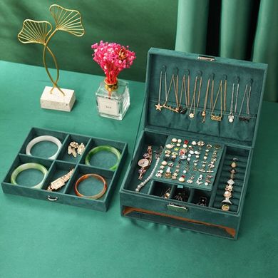 Шкатулка для украшений, органайзер для драгоценностей, футляр для ювелирных изделий и часов зеленый TR637-GR